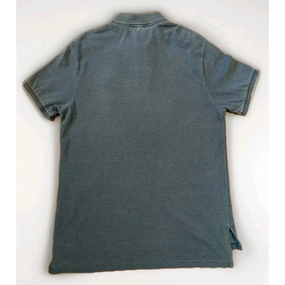 Polo Ralph Lauren Polo Shirt XL Blue Big Pony Custom Fit Faded Wash Short Sleeve